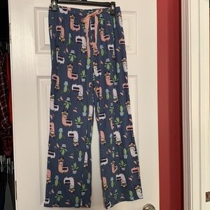 Bobbie brooks sleepwear pj pants size small blue with llama and cactus design
